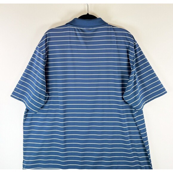 Peter Millar Men Polo Shirt Blue Stripe Performance Short Sleeve Golf Stretch XL - Picture 3 of 7